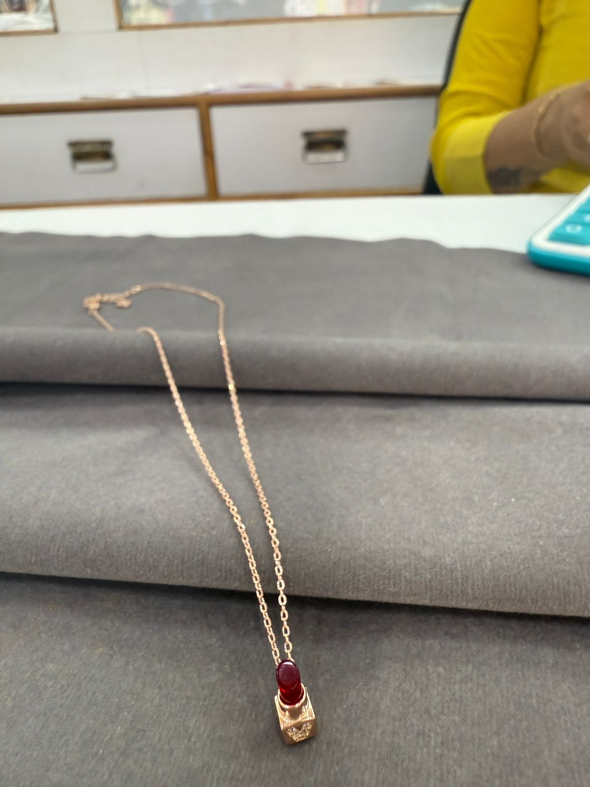 Rose Gold 92.5 Silver Charming Lipstic Minimalist Chain